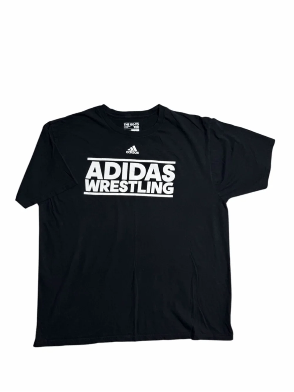 Men’s Adidas Wrestling graphic t-shirt featuring a bold white Adidas Wrestling l